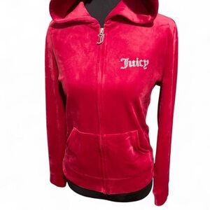 Juicy Couture Red Rhinestone Zip Up Hoodie